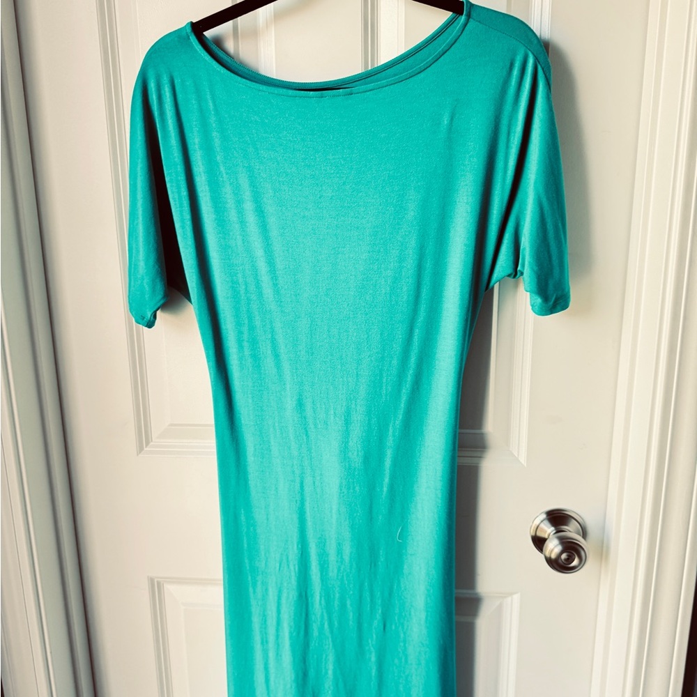 Ann Taylor, Teal Green Casual Dress.  Size MP. Excellent condition. - Picture 3 of 5